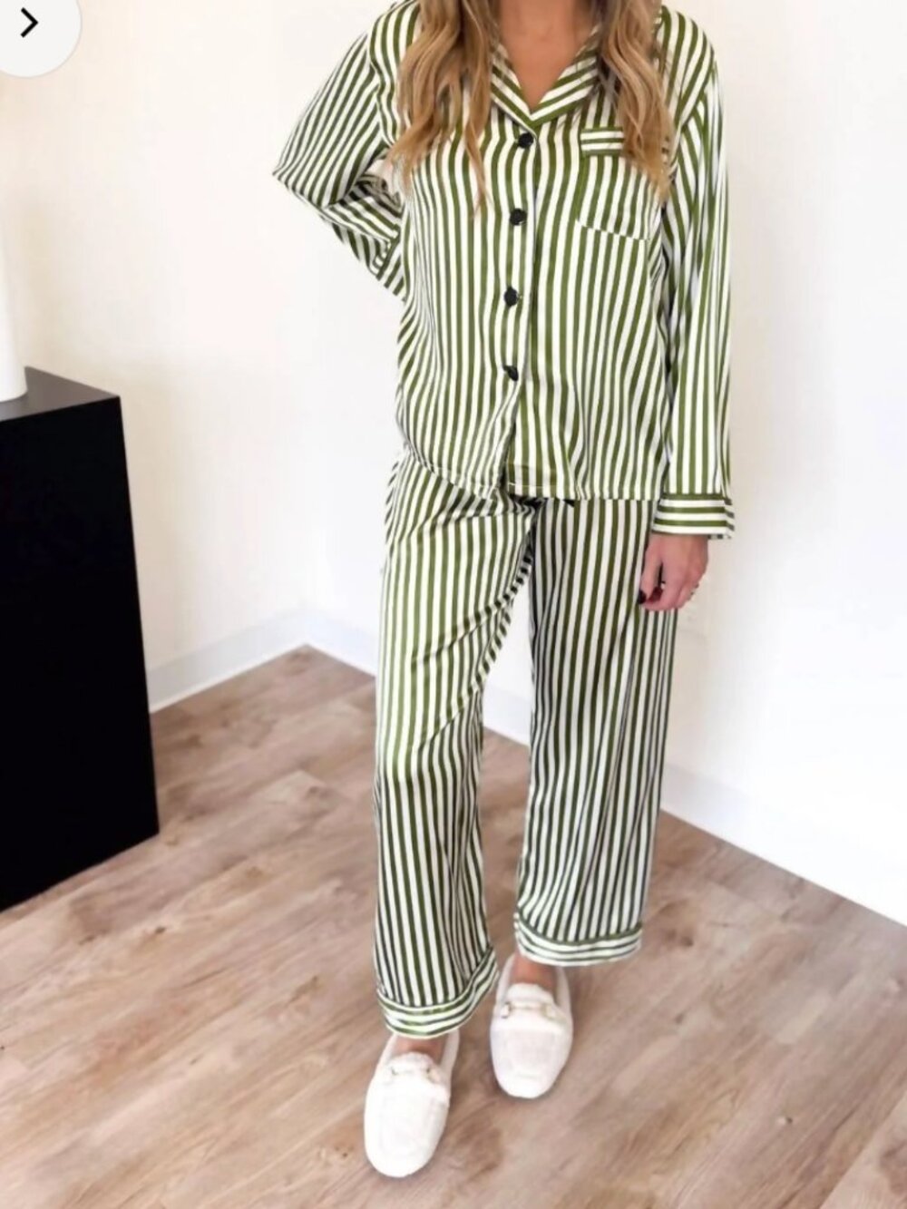 Green and white striped Pajamas NWT